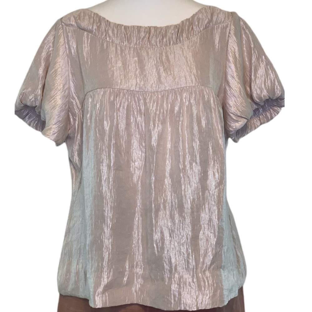 Final Touch Metallic Blush Balloon Sleeve Blouse‎